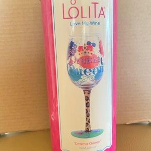 NWT!! Lolita “Love my Wine” Glass - Drama Queen